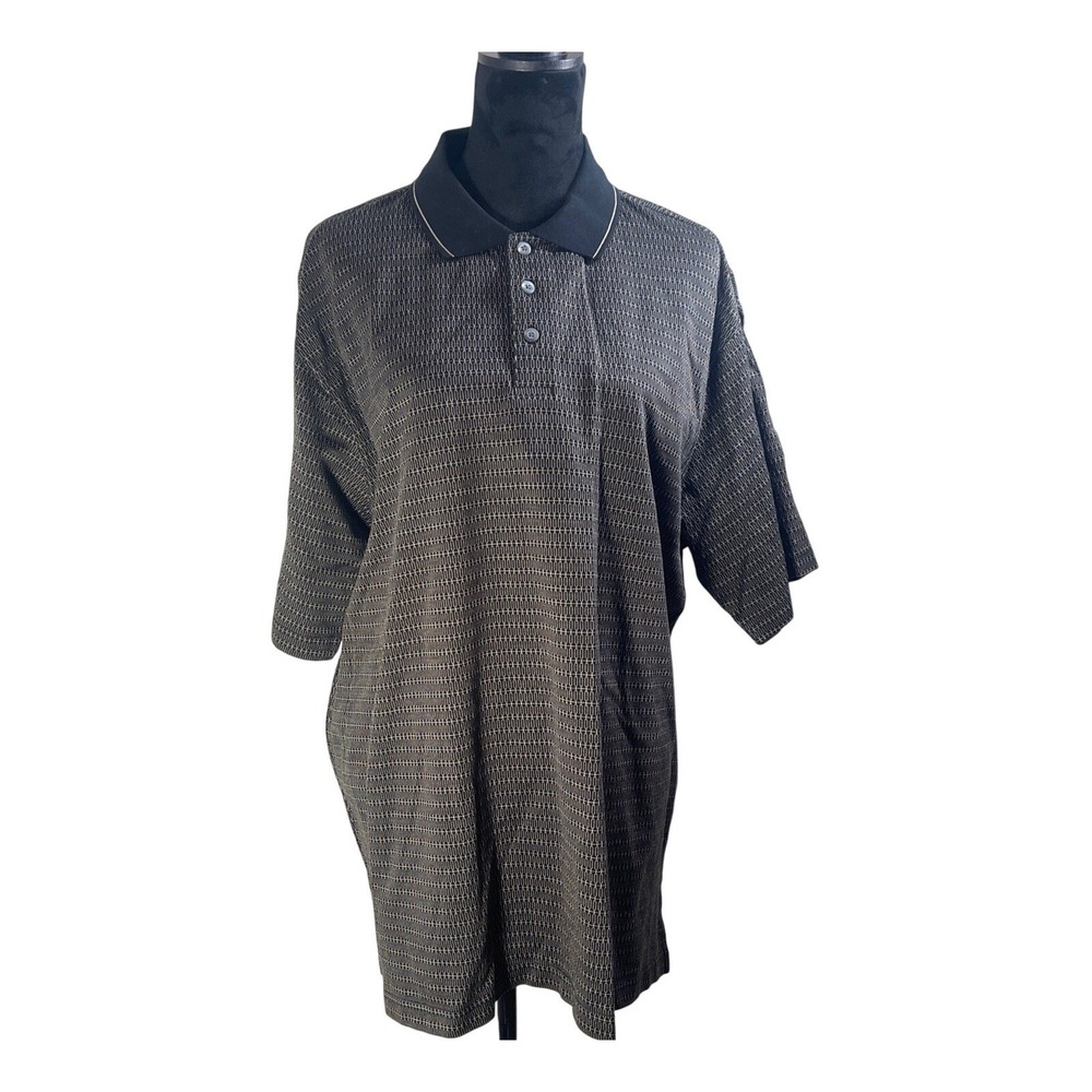 MONDO DI MARCO abstract Geometric Print Polo Shirt XL Mercerized Cotton